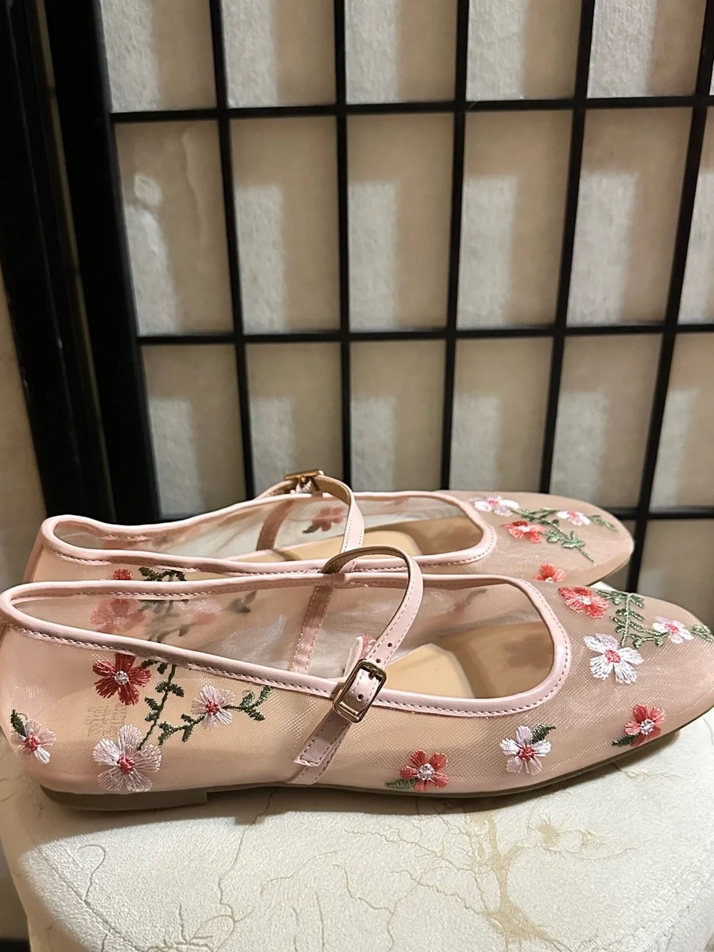 WILD FABLE Floral Embroidered Mesh Flats NWOT - Picture 3 of 7